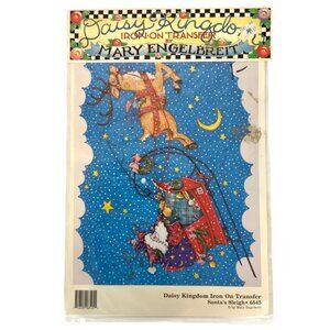 Vintage Daisy Kingdom 1990 Mary Engelbreit Iron-On Transfer Santas Sleigh 65451